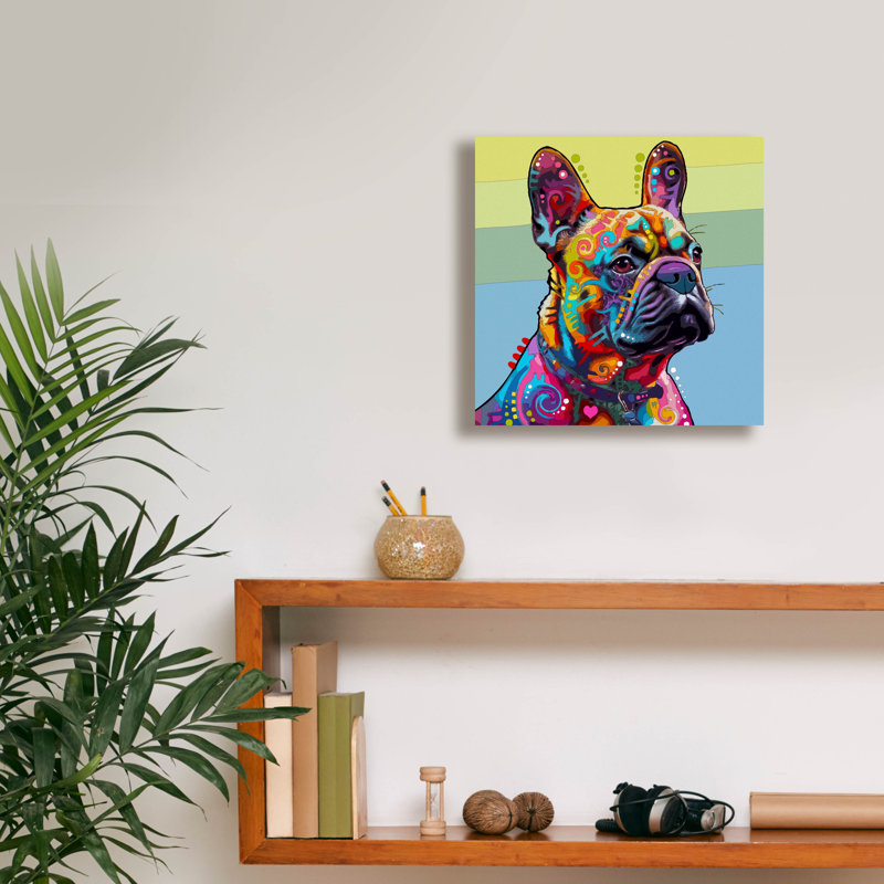 «The Absolute Frenchie» par Dean Russo, art mural sur toile, H 12 po x l 12 po x P 0,75 po