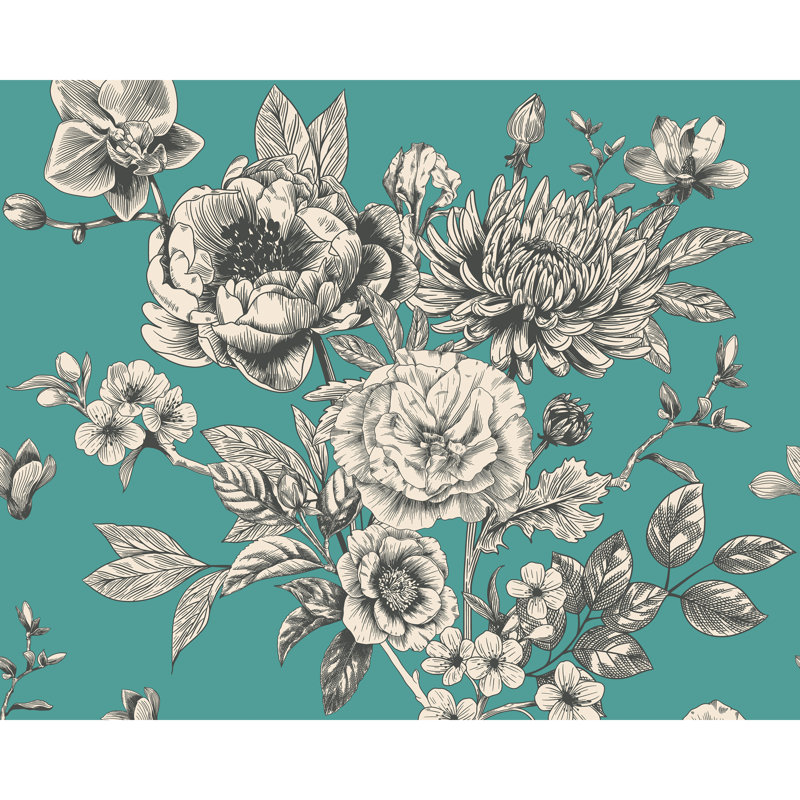 2.8m x 3.5m Smooth Wallpaper Roll, Cyan/Grey