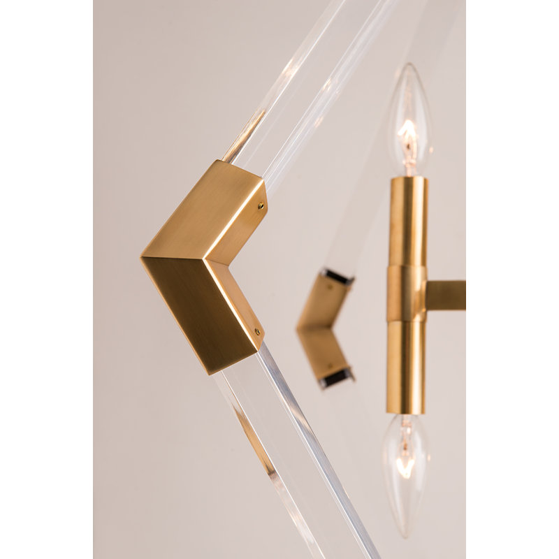 Luminaire suspendu géométrique 16 lumières Lyons, Laiton vieilli