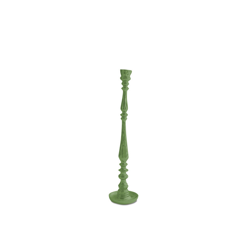 Bougeoir de table en aluminium Encanto, Vert feuille, H 15,5 po x l 3,5 po x P 3,5 po