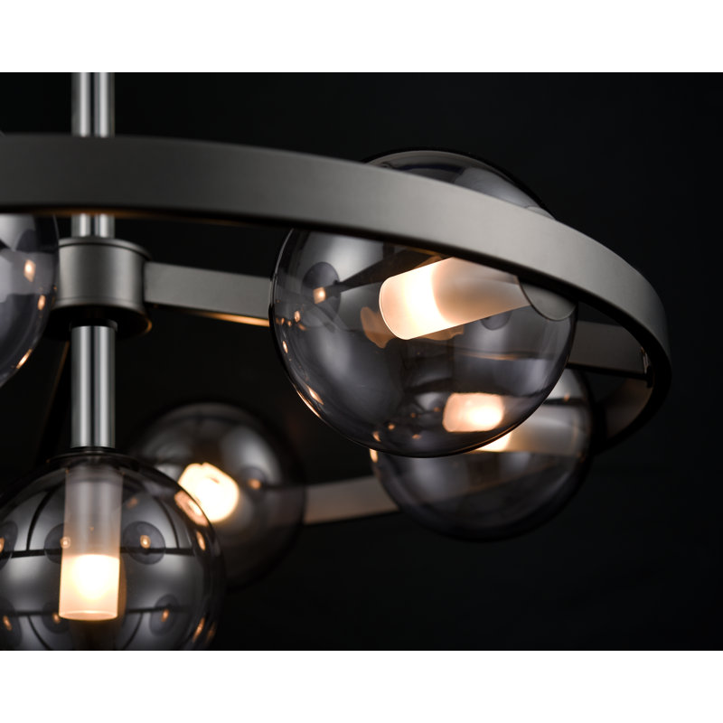 Lustre à niveaux 7 lumières unique Sumner, Transparent, Graphite