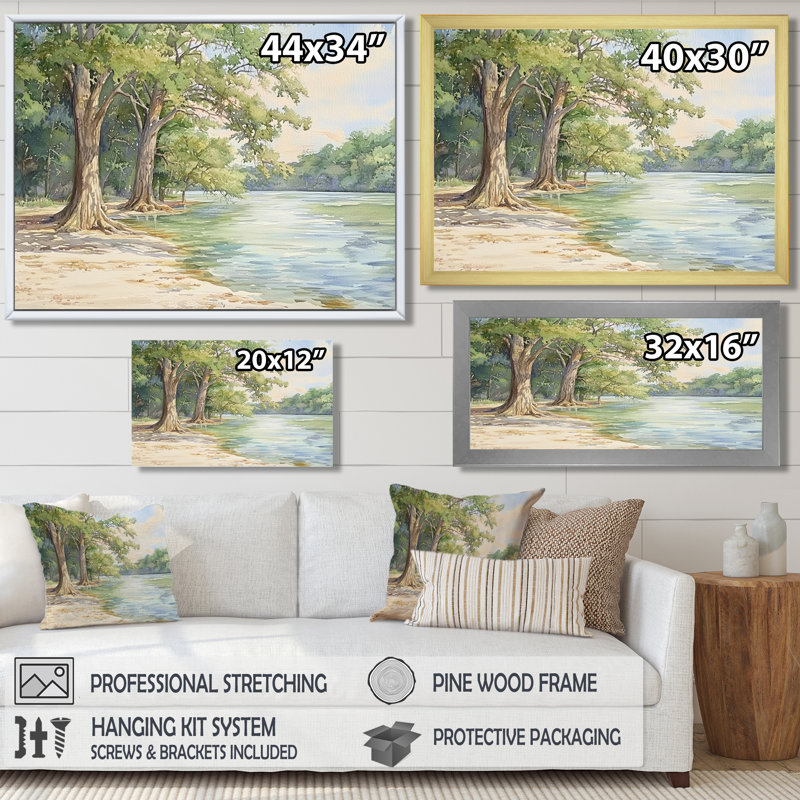 «Brazos River In Texas II - Texas», reproduction sur toile, Cadre flottant sans passe-partout, Noir, H 12 po x l 20 po