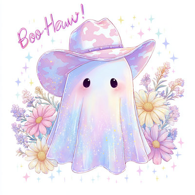 Cowboy Ghost with Flowers Wrapped Canvas Wall Art