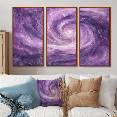 Purple Vortex Of Planets In Space - Space Wall Art Set