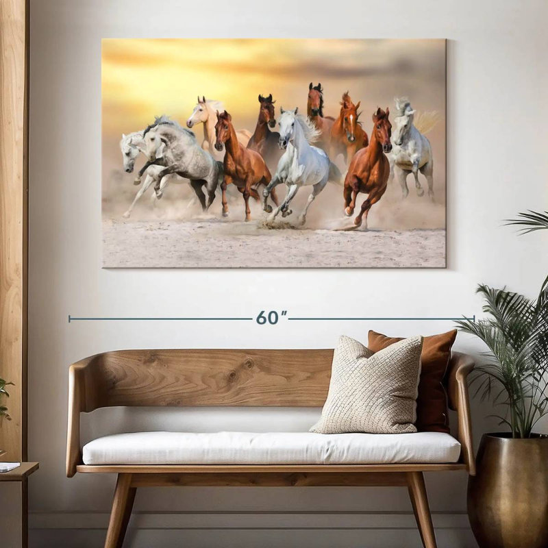 Foule de chevaux au galop, H 34 po x l 51 po