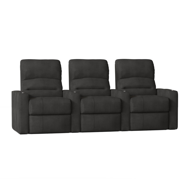 Rangée de sièges de cinéma maison à DEL Chrysander (rangée de 3), Anthracite Smartsuede, Manuel