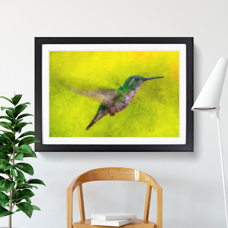 Hummingbird in Costa Rica - Picture Frame Painting Print, 62cm H x 87cm W x 2cm D, Black Framed