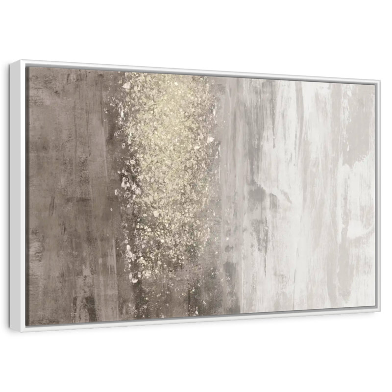 Glitter Rain II, 13 po x 9 po, Cadre flottant blanc