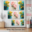Floral pivoine et feuilles, reproduction d'art sur toile tendue sur toile (ensemble de 3)-118095952