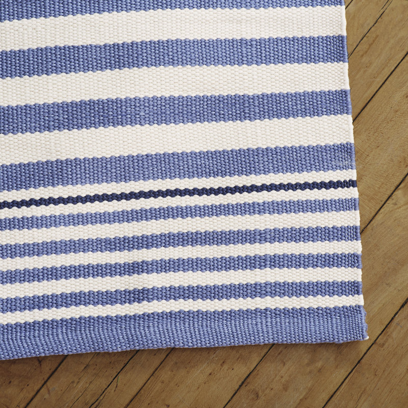 Rugby Stripe Denim Handwoven Indoor/Outdoor Rug, Rectangle 3' x 5'