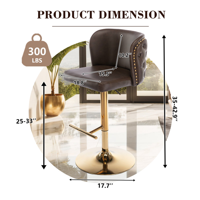 Ensemble de 6 tabourets de bar Modern, Brun clair / or