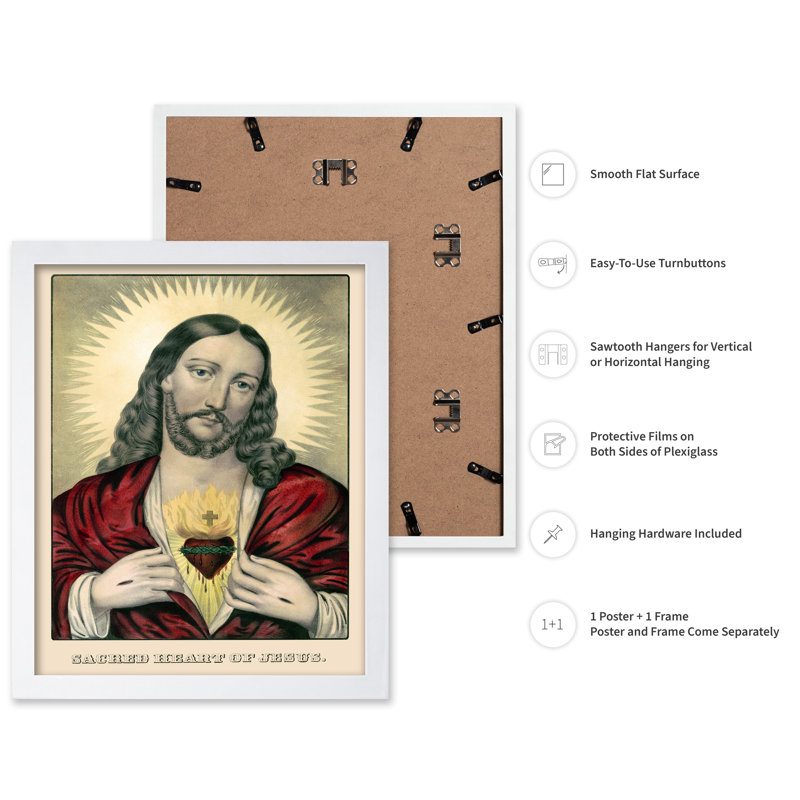 Sacré-Cœur de Jésus No2, Affiche, 24"H x 32"W, Encadrement blanc