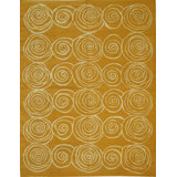 9x12 Yellow Flat Weave Wool Golden Rose Swirl Vintage Mid Century Modern Contemporary Carpet Rug