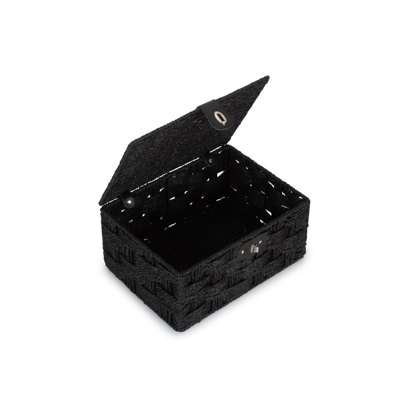 Paper Rope Gift or Storage Hamper, 17cm H x 35cm W x 26cm D, Black