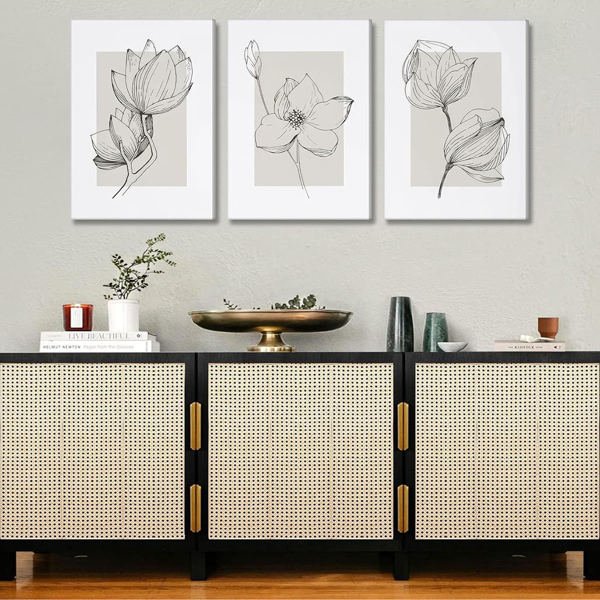 Ophelia & Co. 3Pcs Neutral Botanical Canvas Wall Art Beige Simple ...