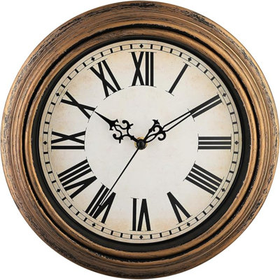 Très grande horloge murale rétro Plumeet, horloges murales rétro silencieuses classiques de 16 po, cuisine, chambre à coucher, chiffres romains, à piles