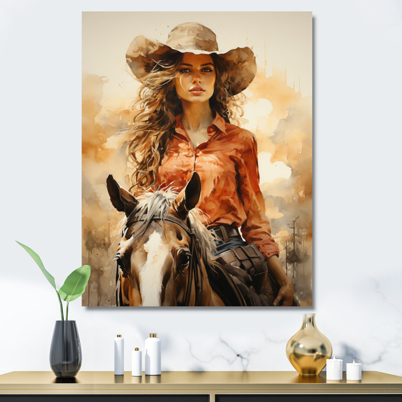 Artair Cowboy Sunset Roundup Cowboys - Cowboys, art mural encadré, H 20 po x l 12 po x P 1 po, Toile tendue