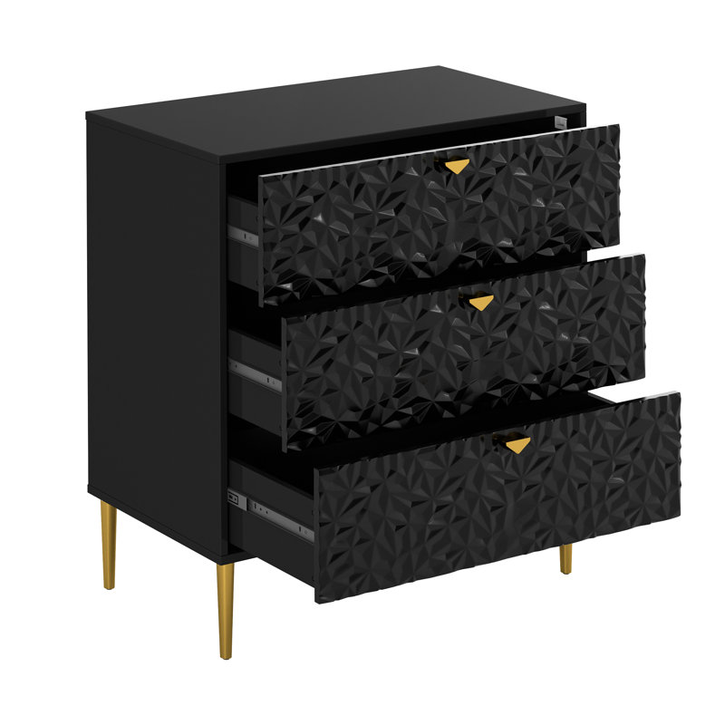 Commode en bois 3 tiroirs Bakke, Noir