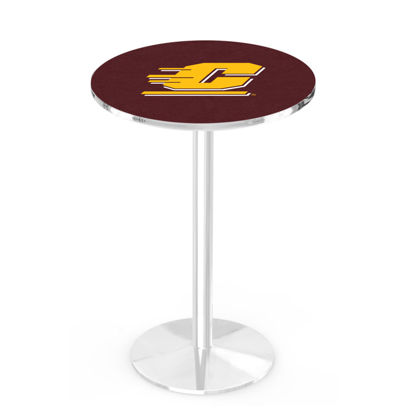 Round Metal Base Dining Table, Chrome, Central Michigan University