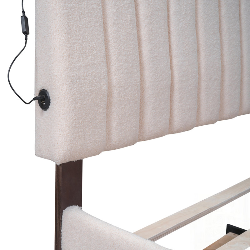 Lit plateforme tapissier grand avec lit gigogne simple Teddy Teddy