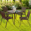Ensemble repas d'extérieur 5 pièces avec table carrée et 4 chaises empilables en plastique, structure toutes saisons-673800332