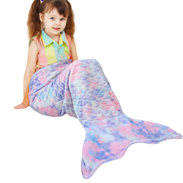 Mermaid Tail Sherpa Blanket, Super Soft Warm Comfy Sherpa Lined Crochet  Mermaids with Non-slip Neck Strap
