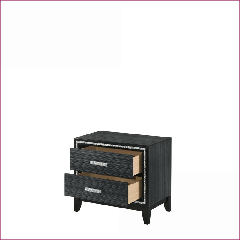 Table de chevet moderne 2 tiroirs Haiden, Noir