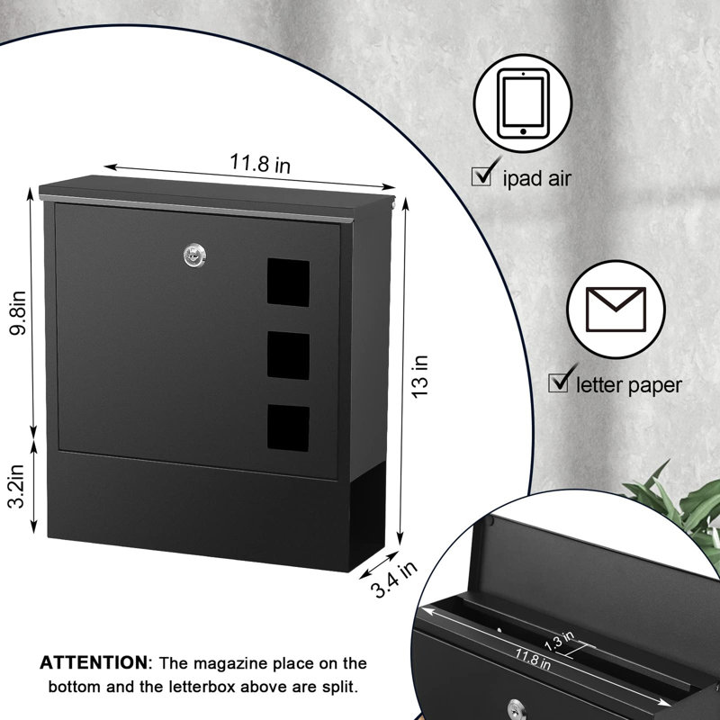 Locking Wall Mount Mailbox for Outside