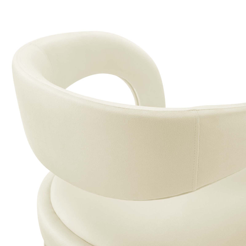 Ivory Gold Velvet Upholstered Counter Stools with Metal Footrest, Set of Two