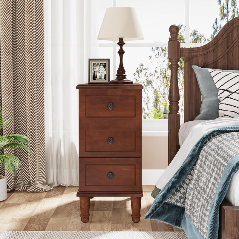 Table de chevet 3 tiroirs Brown, Brun
