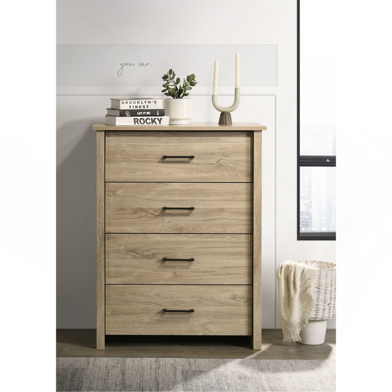 Commode à tiroirs et commode avec poignées, Chêne clair