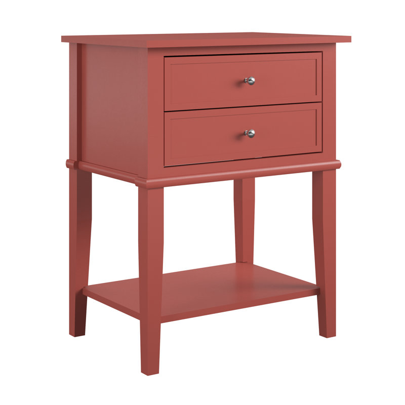 Deonni 56cm W Solid Wood Bedside Table, Terracotta
