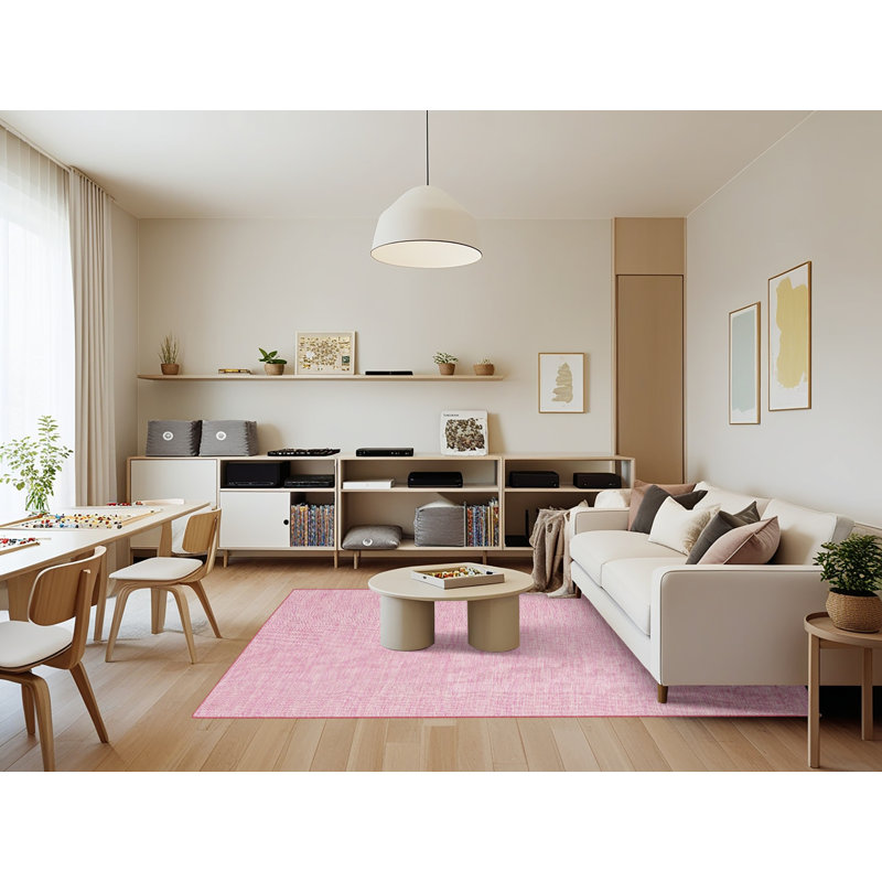 Tapis contemporain rose, Rectangle 7 pi x 9 pi