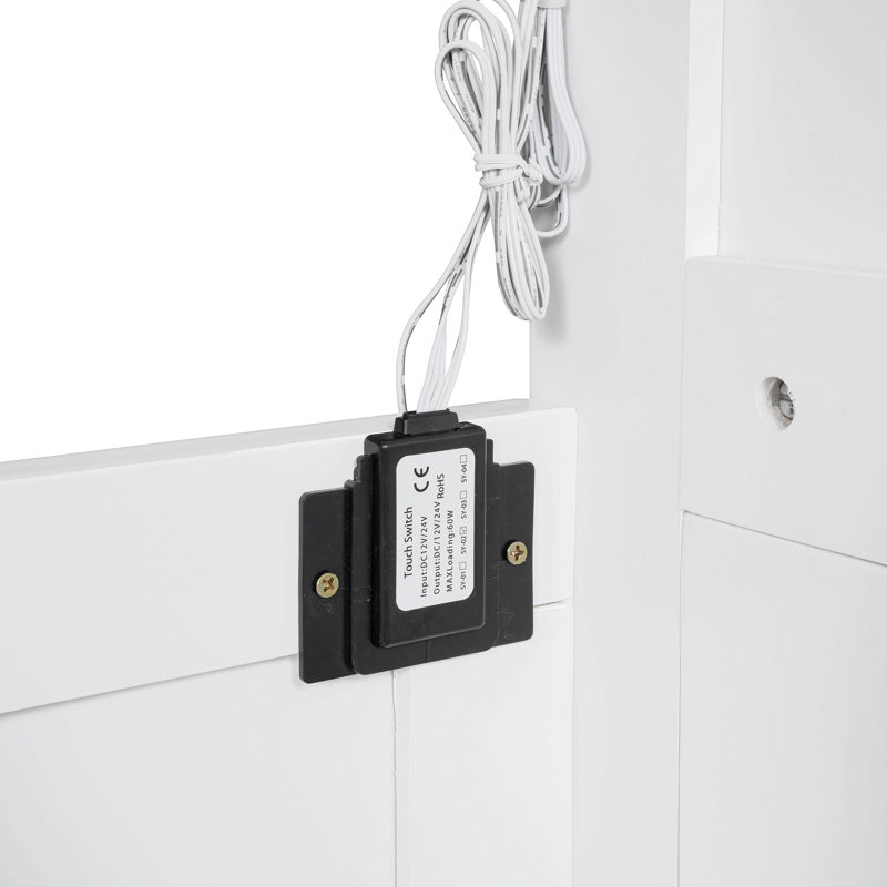 Lit escamotable double pleine grandeur avec tablettes, garde-robe et lumières à DEL, blanc