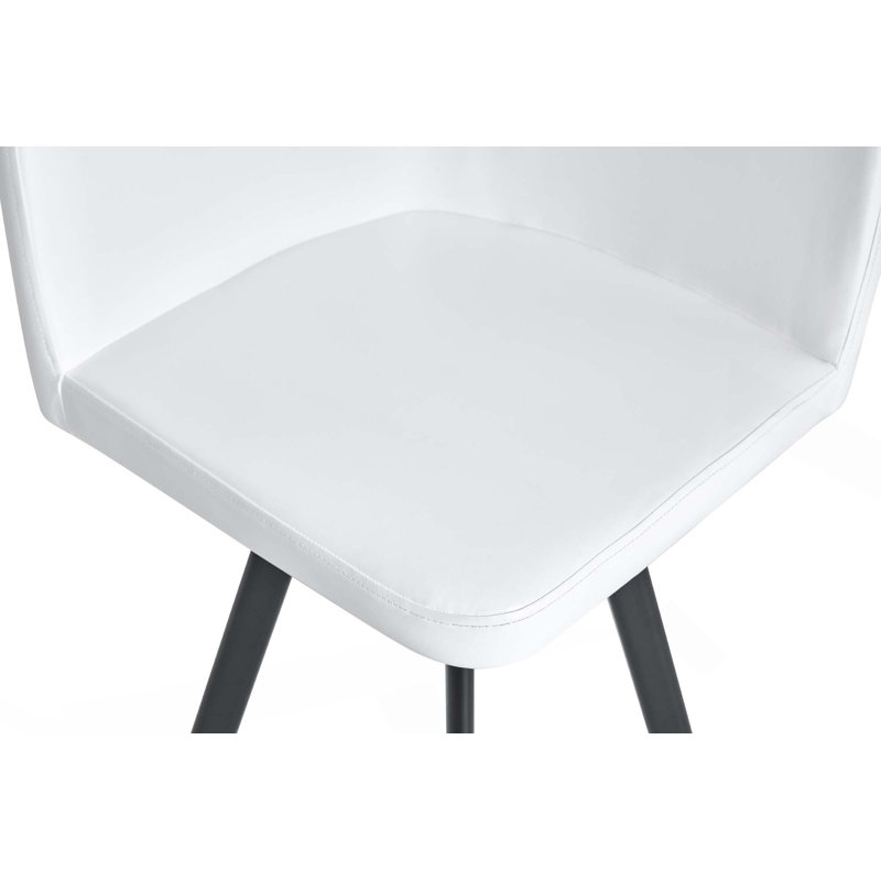 Ensemble de table de salle à manger 9 pièces rectangulaire, plateau fixe en faux marbre et grain de bois blanc, White