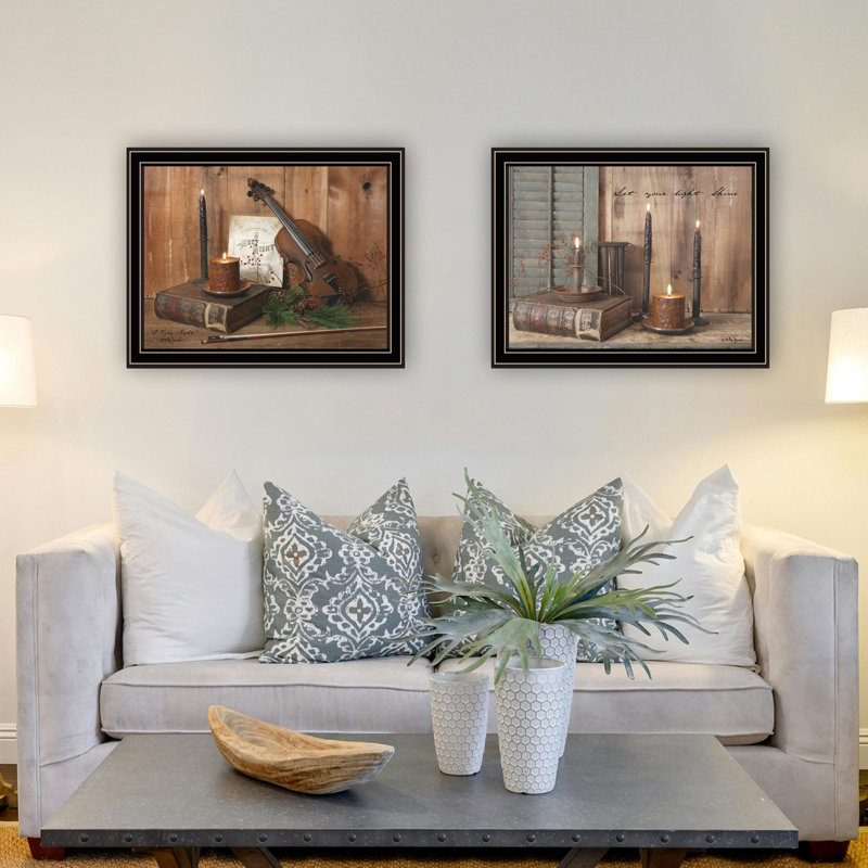 «Trendy Decor 4U», 2 pièces vignette aux chandelles, O sid, art mural encadré pour le salon, Black
