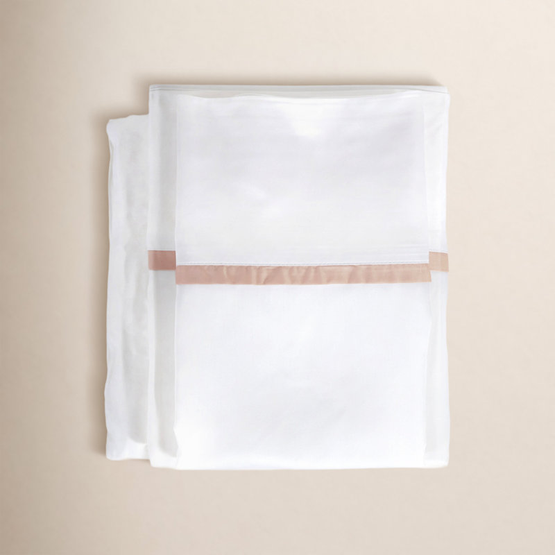 Langston Bamboo Machine Woven Sheet Set, King, White/Pink
