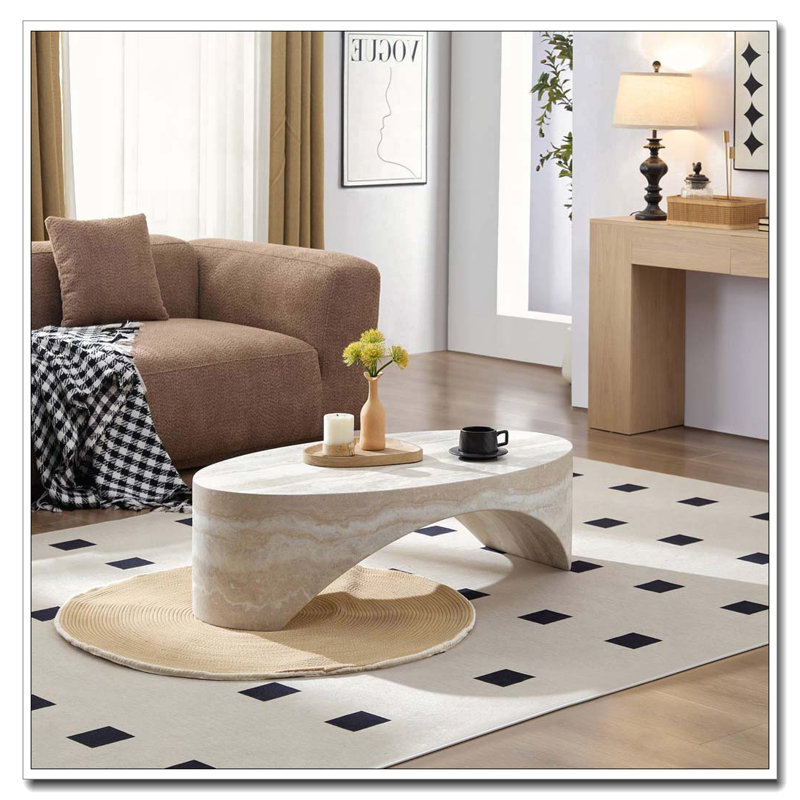 Table basse ovale, Blanc / Taupe