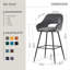 Sunni 67cm Velvet Upholstered Arm Bar Stool with Footrest-907437681