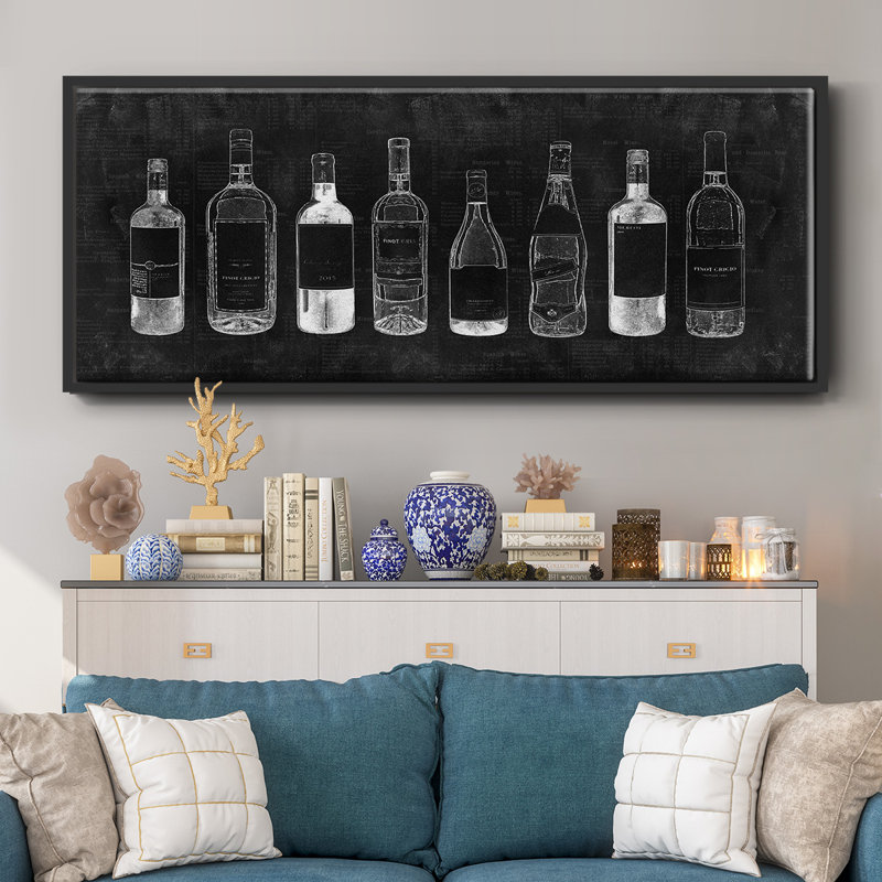 Cave à vin - Toile avec cadre, H 24 po x l 60 po