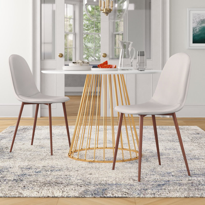 Elzada 18.5'' H Upholstered Side Chair, Walnut, Blue Polyester Blend