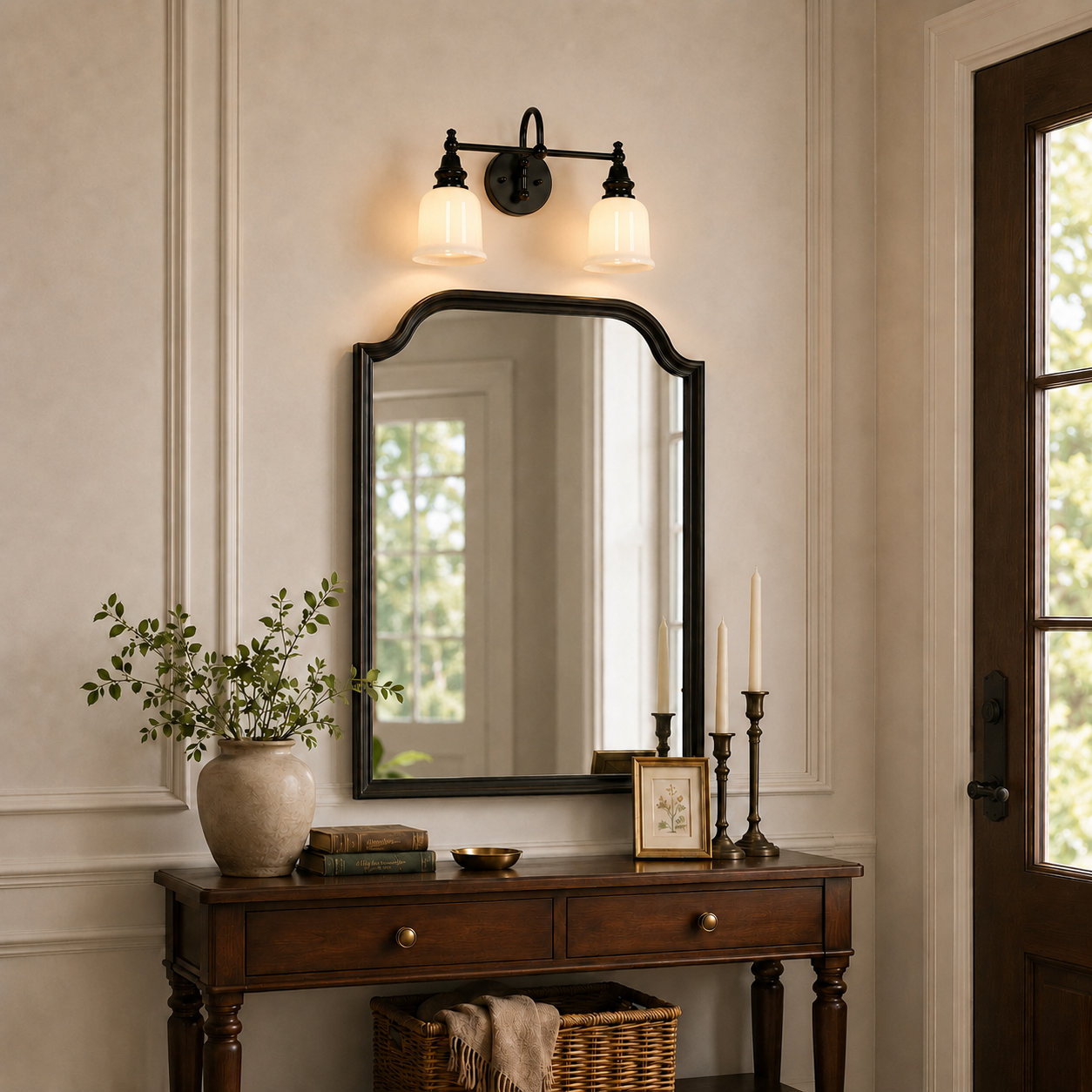 2-Light Dimmable Vanity Light, Black