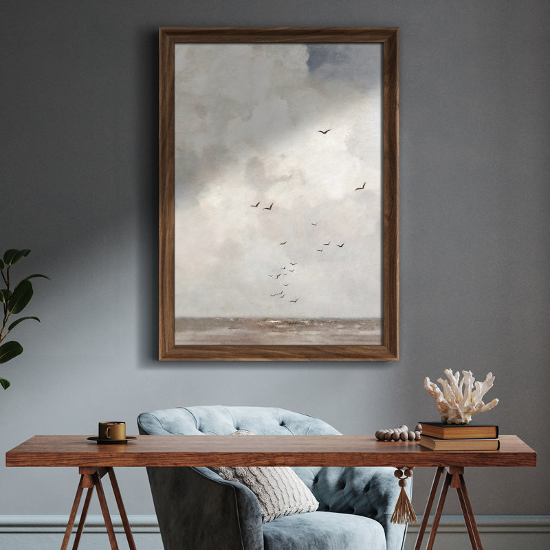 Art mural vintage rétro encadré pour chambre à coucher - 26 po x 36 po brun avec mat blanc