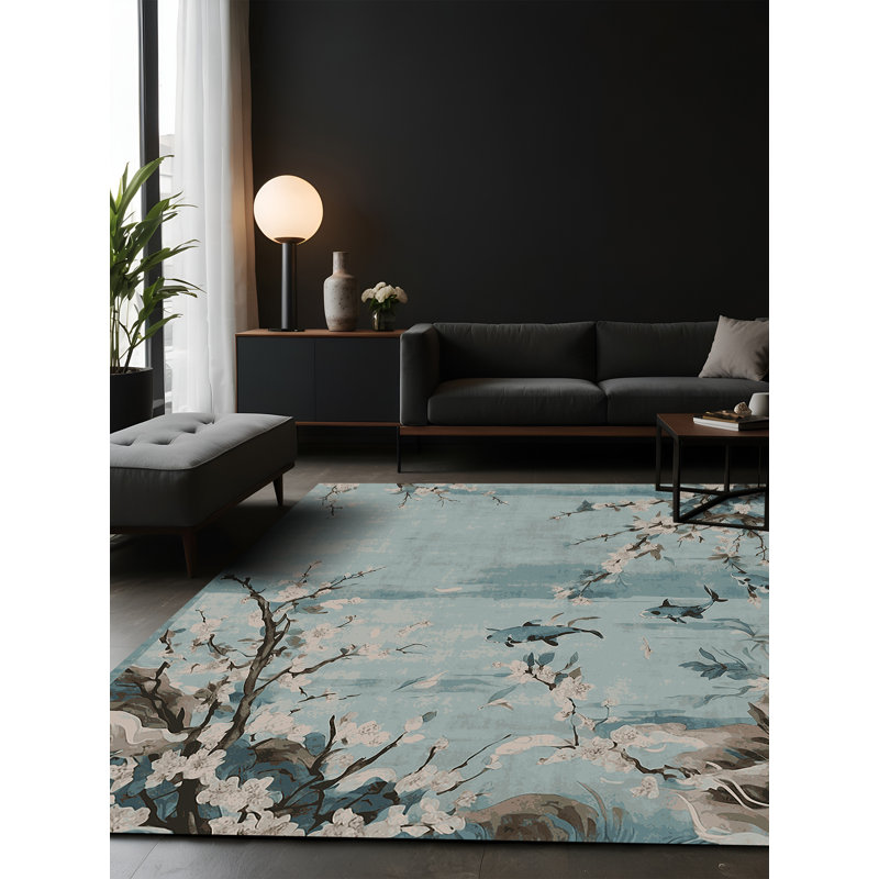 Tapis gris soyeux et moelleux, Rectangle 7 pi x 10 pi