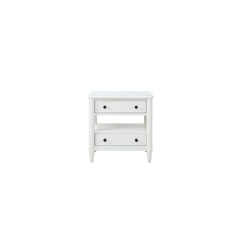 Table de chevet ouverte avec 2 tiroirs