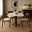 33.5" Round Sintered Stone Dining Table with Solid Rubberwood Pedestal Base and Brushed Gold Stainless Steel Bottom, Modern Dining Table for 2-4 People-208447336