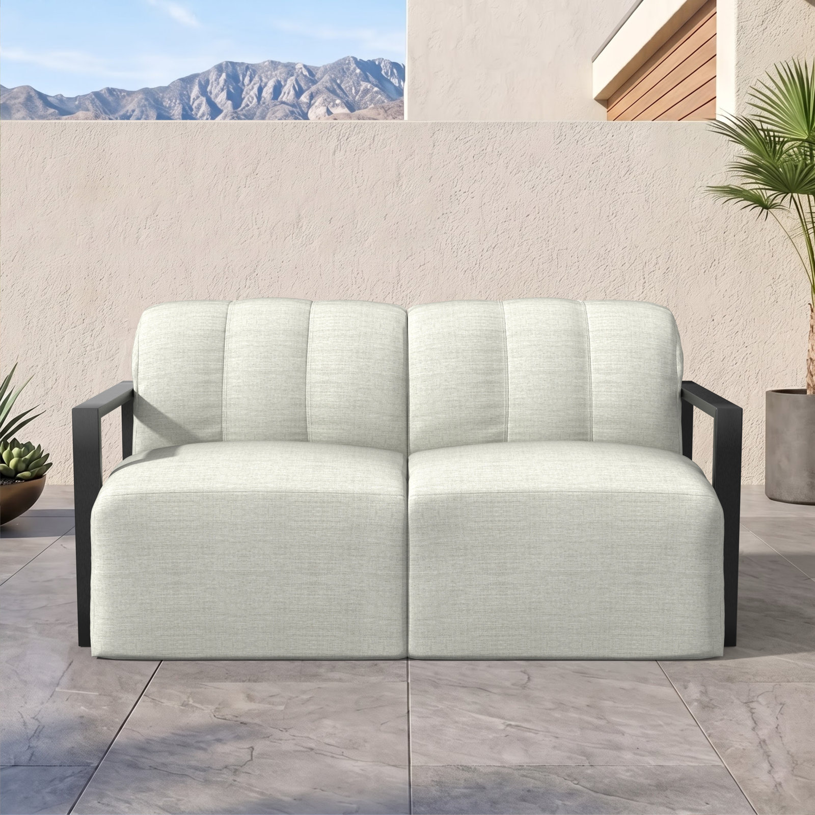 Rosalie 62" Sunbrella® Patio Loveseat, Sunbrella® Canvas Granite
