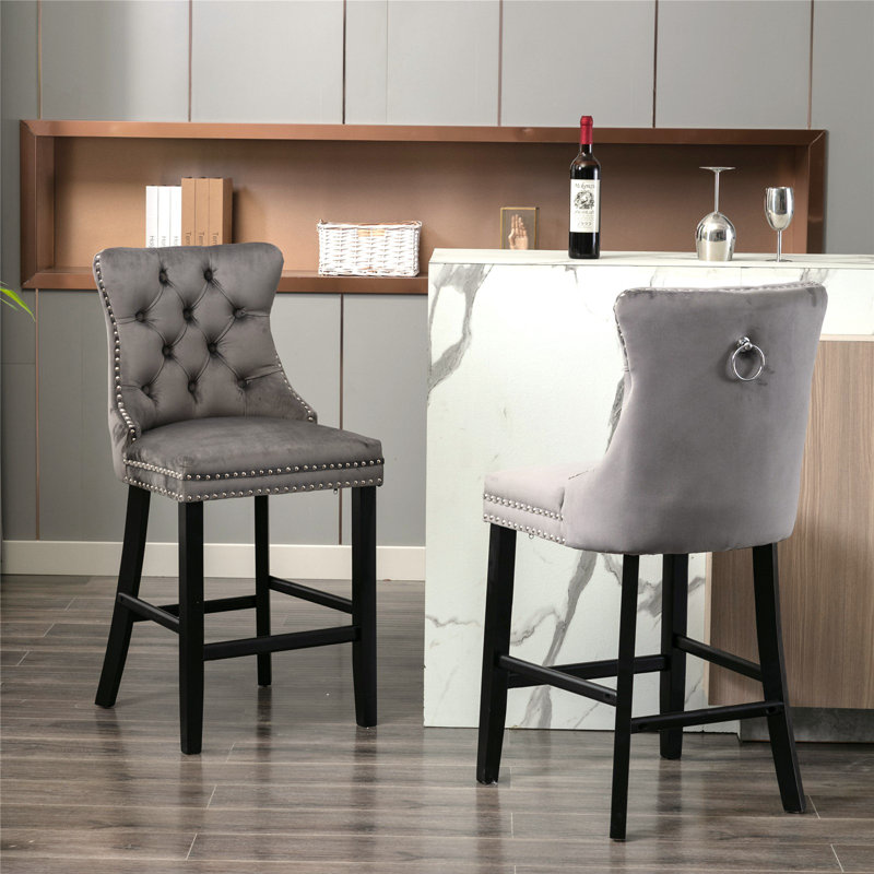 Upholstered Counter Stool, Grey