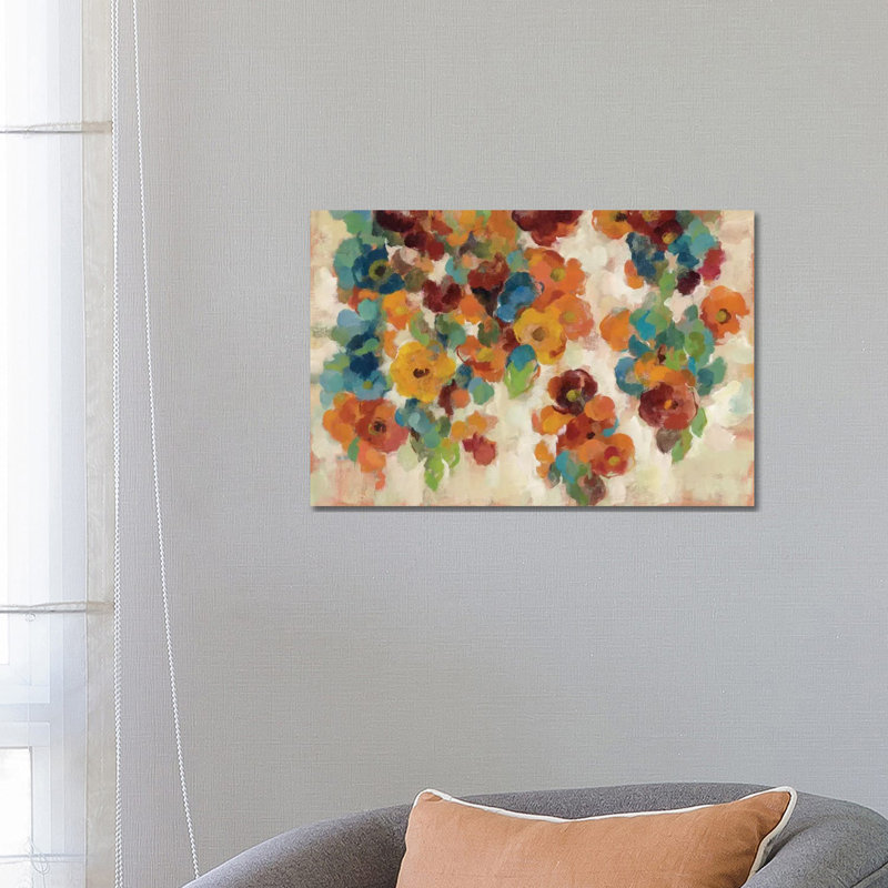 Spice And Turquoise Florals by Silvia Vassileva - Wrapped Canvas Painting, 101.6 cm H x 66.04 cm W x 1.91 cm D