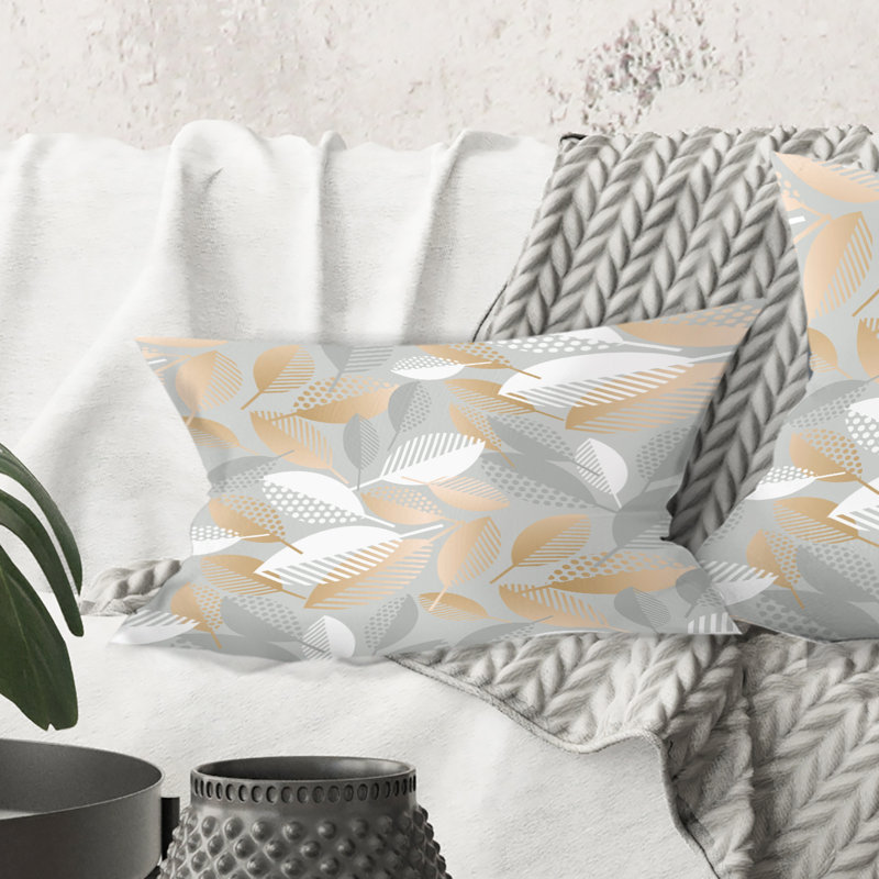 Luxury Geometric Fall Leaves Pattern - ModernPrintedThrowPillow